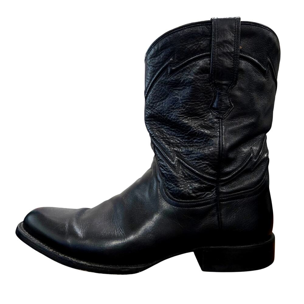 Cuero Handcrafted Black Leather Boots Western Rodeo Cowboy Size 10 D  # C-940